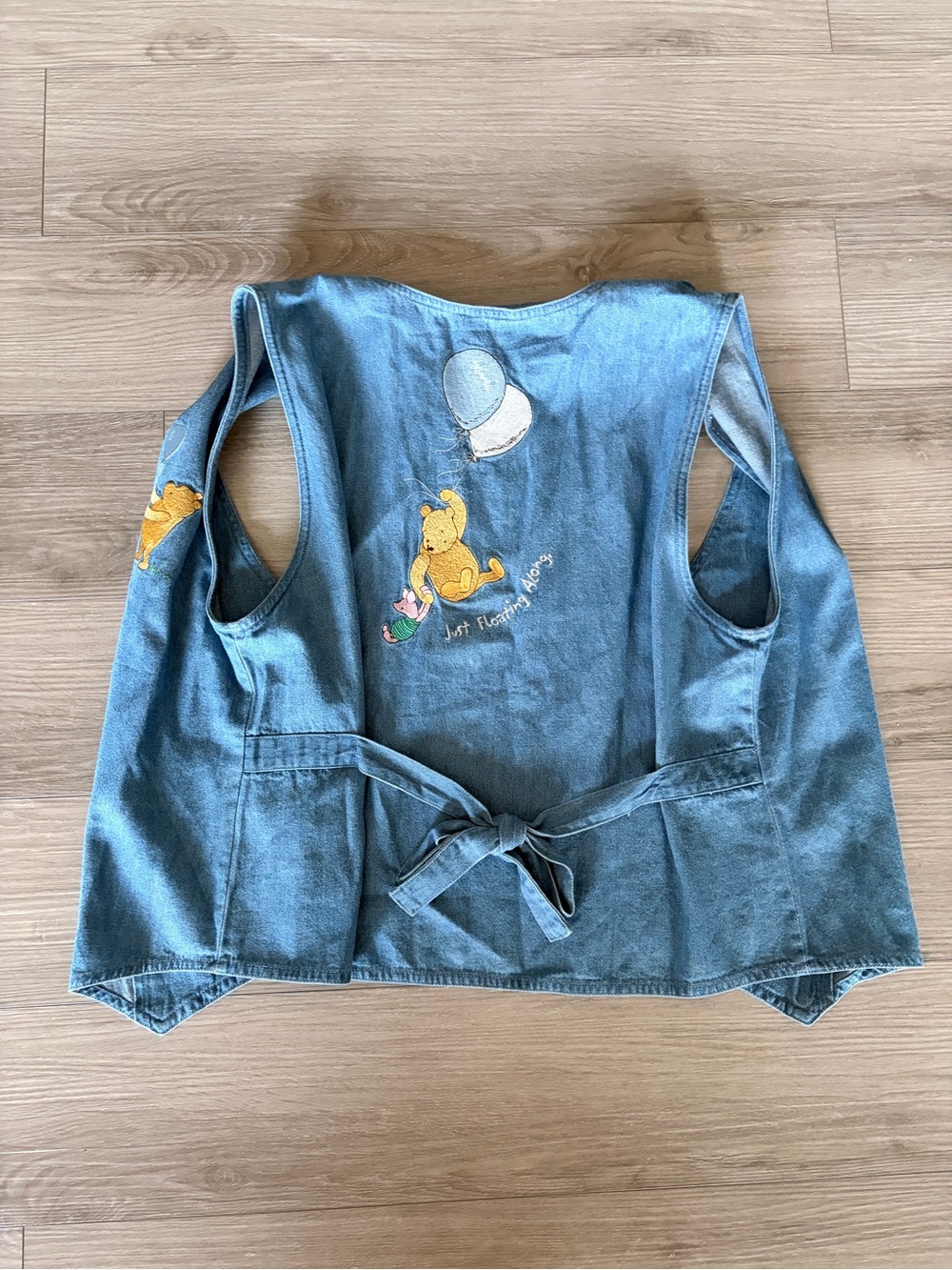 Classic Pooh Women's Denim Vest with Winnie the Pooh Embroidery - Blue - Picture 3 of 4